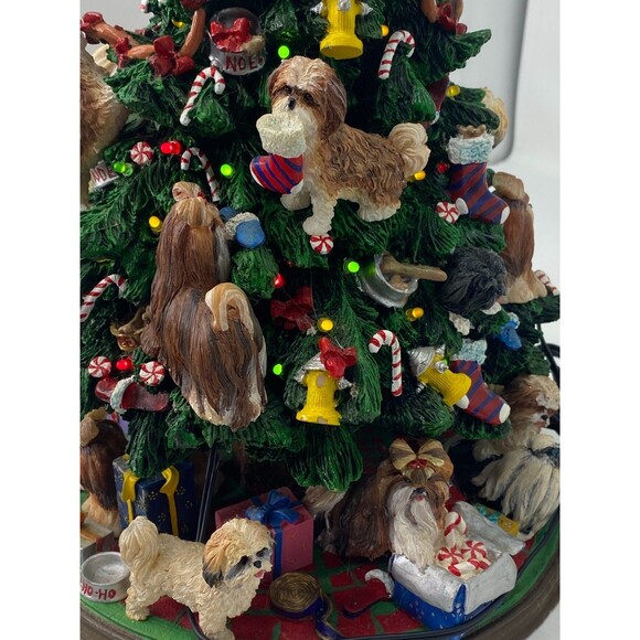 Danbury Mint Shih Tzu Christmas Tree Lighted Dog Puppy Holiday Decor Complete - Picture 13 of 16
